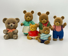 Vintage Mix Set Flocked Fuzzy BEAR Family Lot - Mini Teddy Bears - SC Hong Kong