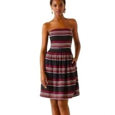 WHBM | White House Black Market Multicolor Striped Strapless Tea Dress Size 8