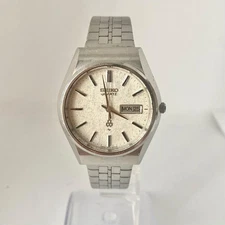 Seiko Vintage Men's Watch Silver Dial Date Battery Model Unknown