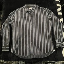 Versace Collection Blue/Black/Grey Striped Dress Shirt Mens 3XL