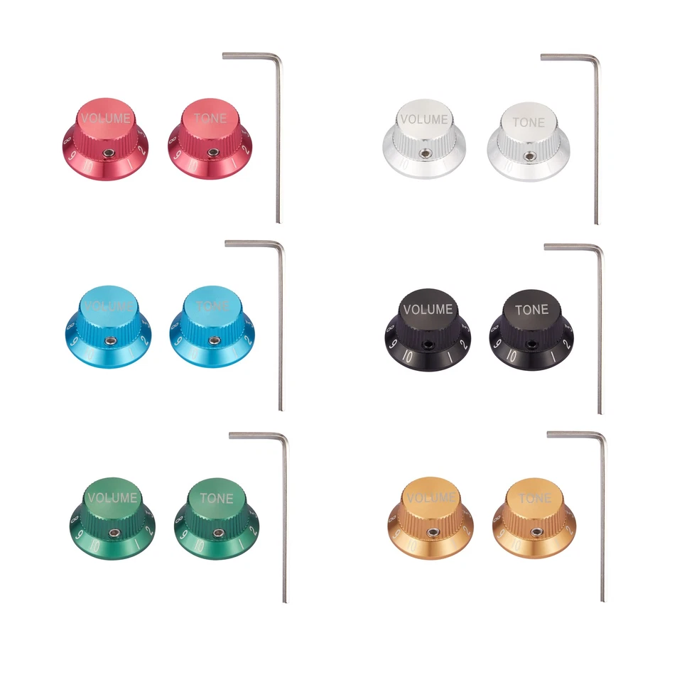 KAISH 1/4" Aluminium Metal Strat Knobs Volume Tone for ST/Ibanez/Yamaha/Les Paul - Image 2 of 2