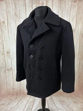Vintage Schott U.S 740N Black Pea Coat Jacket 100% Wool Size 40 Naval 90’s - VGC