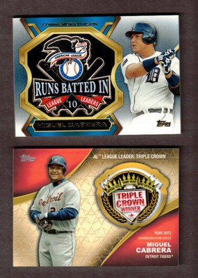 2) Miguel Cabrera Topps Manufactured Commemorative Patch Pin