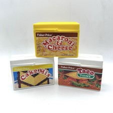 Vtg 1989 Fisher Price Fun With Food Grocery Box Lot Macaroni Cake Mix Taco Toy