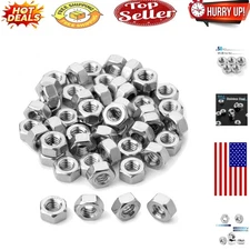 Durable 304 Stainless Steel Hex Nuts, 50 Pack, Size 1/4-20 - Corrosion Resistant
