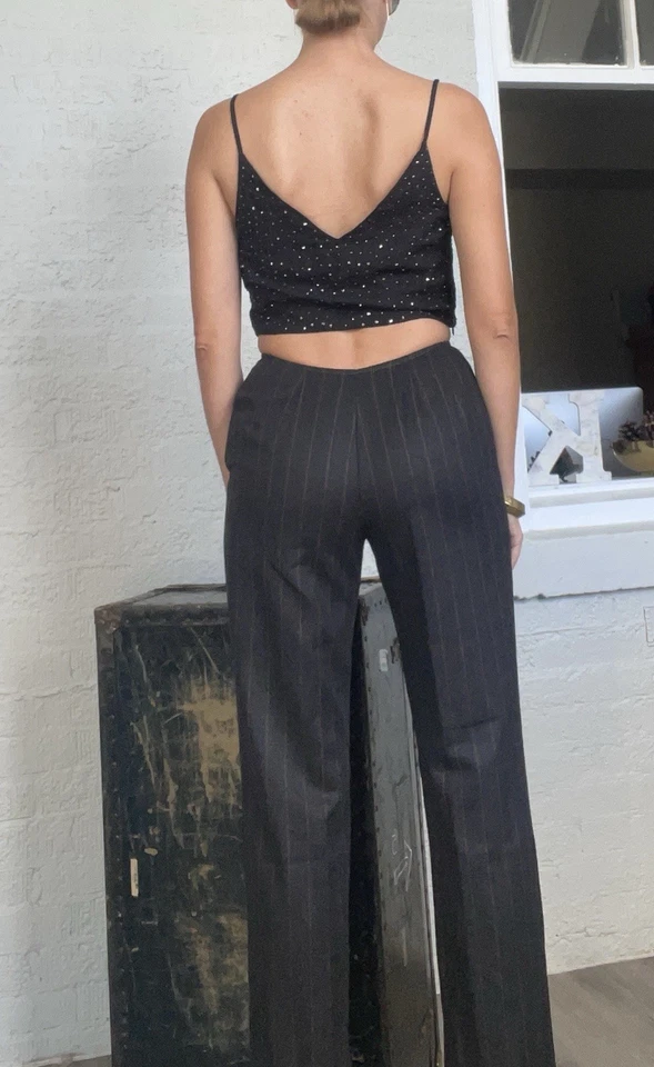 Pantalones grises de lana Dolce&Gabbana vintage con/canela str. Auténtico Italia Talla 44it Foto 4 de 4