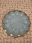 Vintage Anchor Hocking Fire King Delphite Blue Deviled Egg Serving Dish Plate