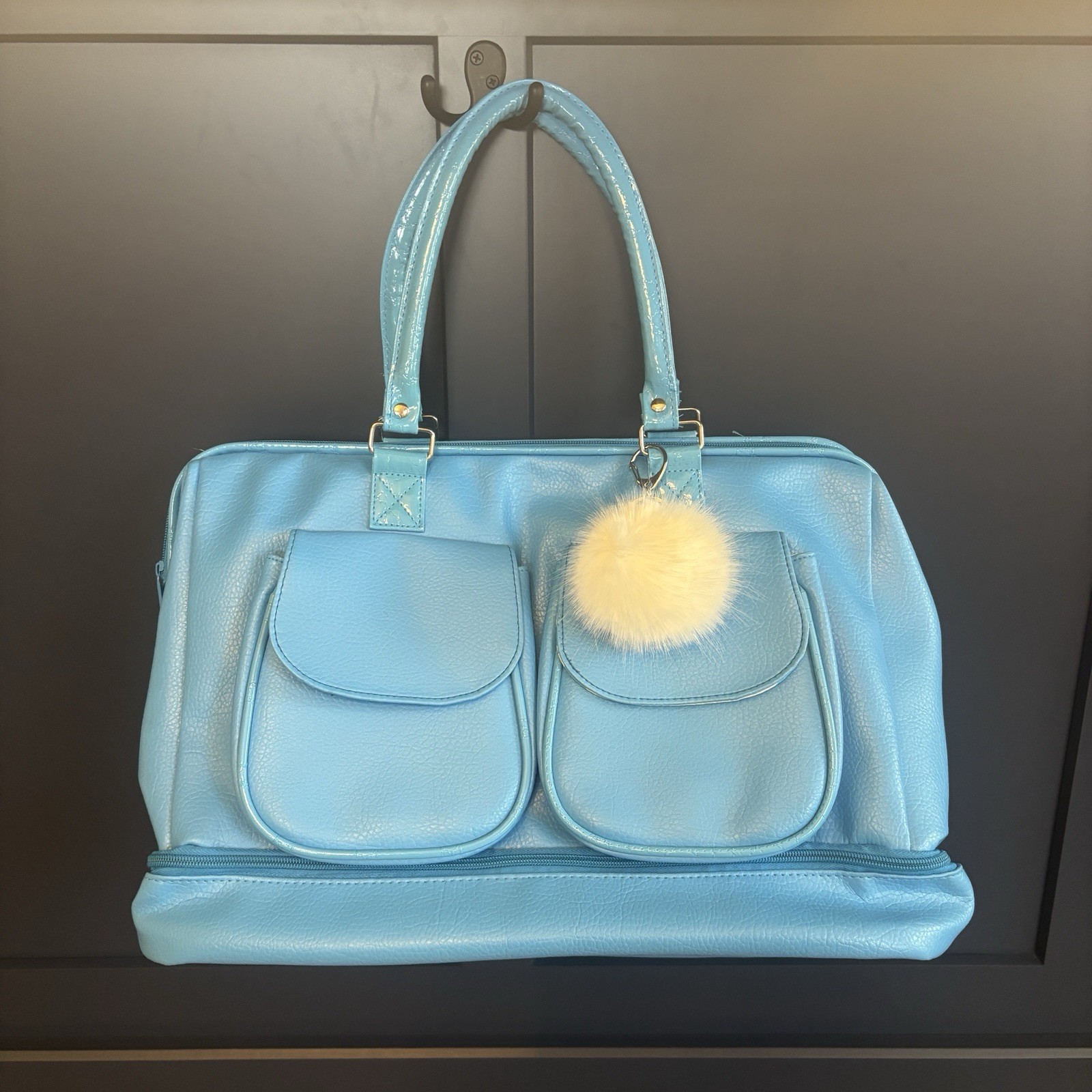 Turquoise Blue Framed Tote/Overnight Bag
