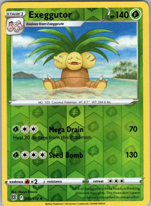 Exeggutor 002/172 Reverse Holo Uncommon SWSH09: Brilliant Stars NM
