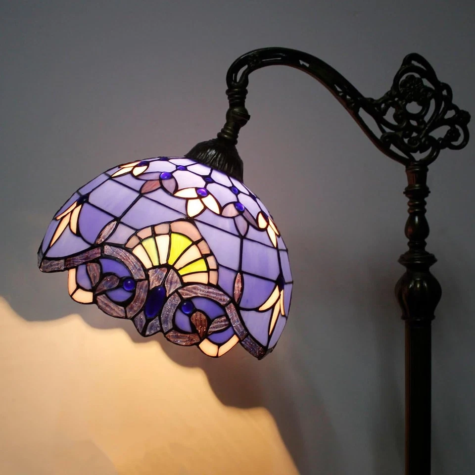 Floor Lamp Tiffany Style Blue Purple Stained Glass Arched Lamp 12X18X64 Inche... - Image 2 of 4