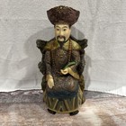 Vintage Chinese /Japanese Carved Resin Figurine Statue Emperor Dragon Chair 0534