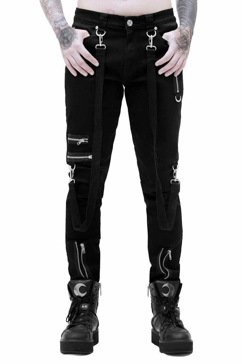 PT Punk PT273 Side cutout laminated stretchy punk trousers – Devil