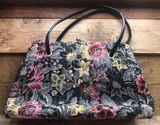 Vintage Tapestry Style Frame Handbag/Multi Colour Floral/Carpet/50’s/60's/Retro
