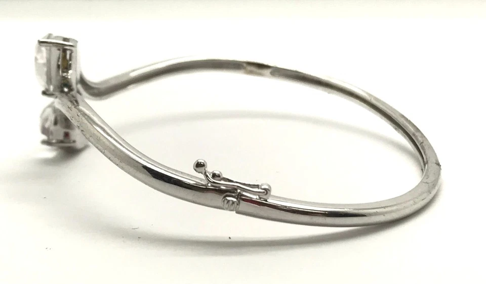 Sterling Silver 925 Pear Crystal Floating Colorful Gemstone Wrap Bangle Bracelet - Image 3 of 3