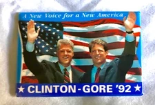 Clinton Gore 1992 classic political button - Rectangular - Full Color - Jugate 