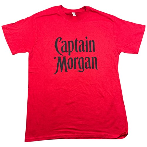 Captain Morgan T-Shirt Medium Herren Rot Baumwolle Drinking Man Cave Pub Rum