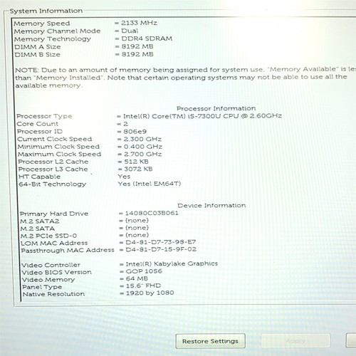 Dell Latitude 5580 15.6" FHD Intel i5-7300U 2.60 GHz 16GB 256GB SSD Windows 11 - Picture 8 of 8