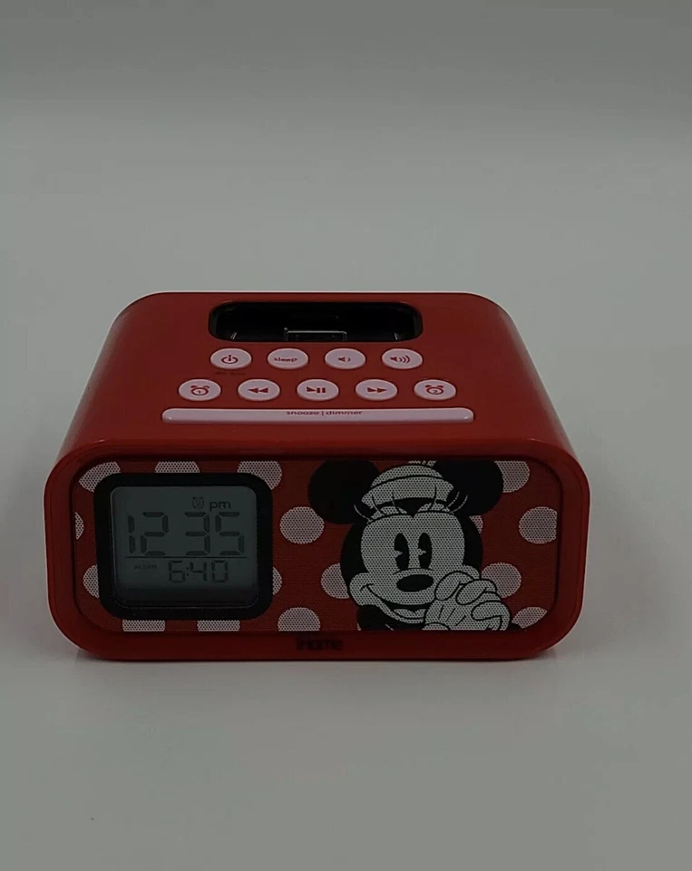 Disney iHome Minnie Mouse Sistema de Altavoces Reloj Despertador Doble DM-H22 Probado con Cable Foto 2 de 4