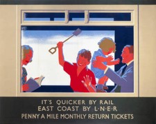 Poster Lner, It Is Quicker By Rail - East Coast By Lner 1930 OLD PHOTO