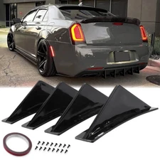 Rear Bumper Diffuser Shark Fin Spoiler Lip Splitter Glossy For Chrysler 300 300C