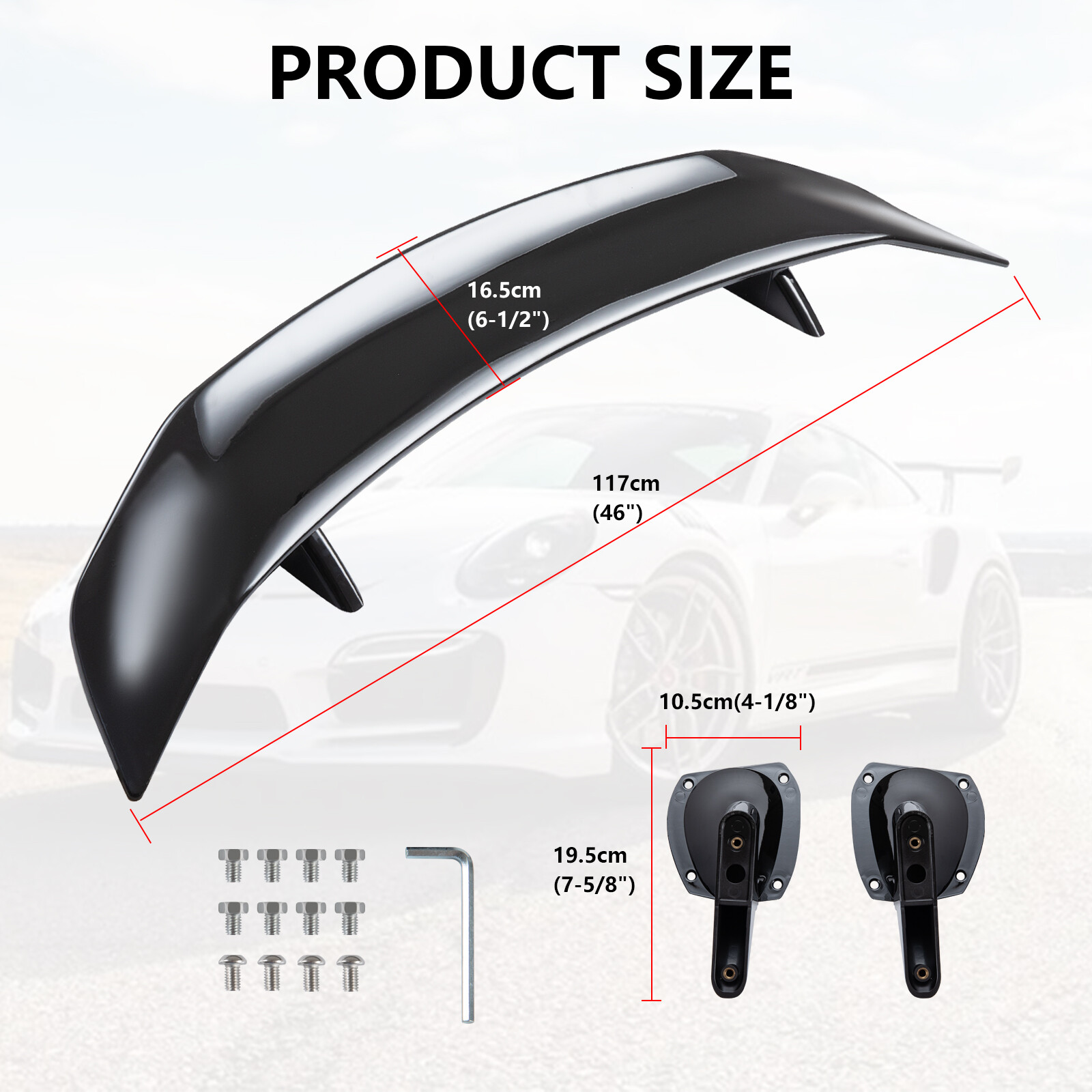 46" GT Style Gloss Black Racing Rear Trunk Spoiler Wing For Honda Civic 10TH Gen