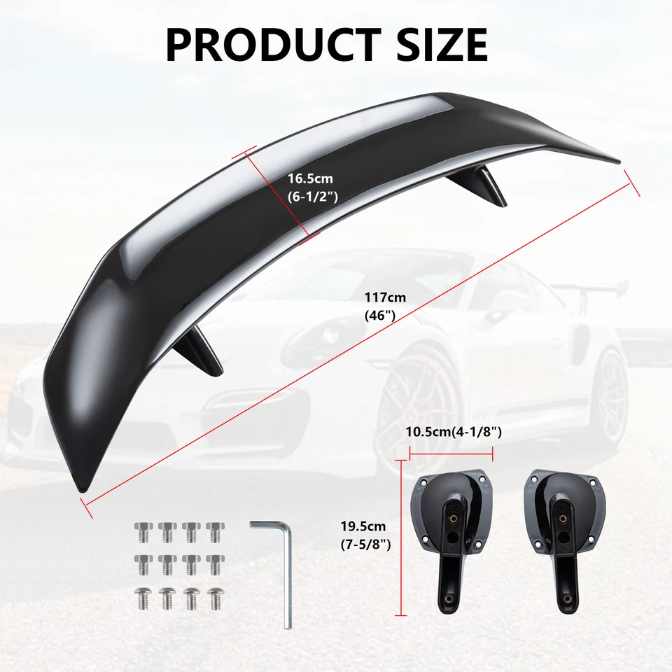 For Hyundai Sonata Sedan Glossy Black 46" Car Rear Trunk Spoiler Lip Wing Racing - Image 2 of 4