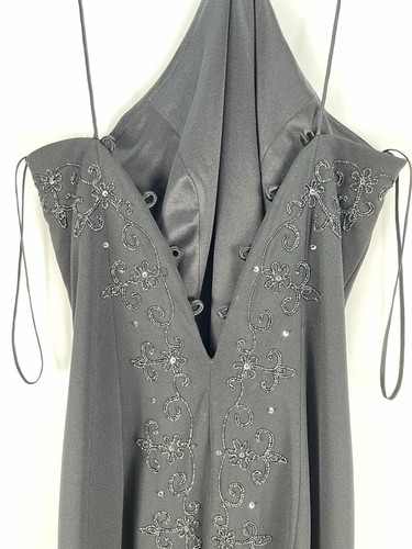 Dave and Johnny by Laura Ryner Maxi Formal Evening Gown Sz 5/6 Black Halter Dres - Picture 6 of 9