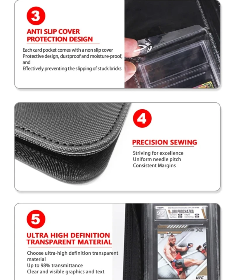 Libro de carpetas de álbum de carpeta de tarjetas clasificadas PSA | 24 cartas | Pokemon TCG CGC AGS Foto 3 de 4