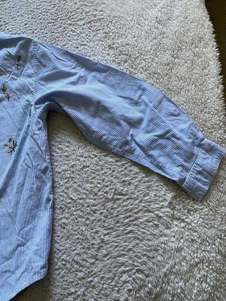 Camisa Route 66 Mujer Rayas Bordada Manga 3/4 Abotonada Azul Talla S Foto 2 de 4