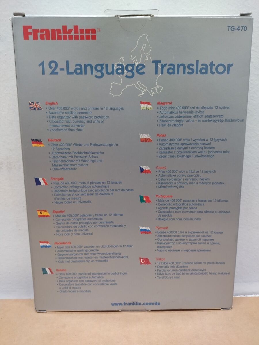  Franklin 12 Language European Translator FR-TJS12