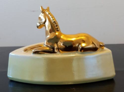 WEMBLEY AUSTRALIA HORSE 'SHANNON' GREEN ASH TRAYWITH GILDED HORSE - Picture 8 of 20