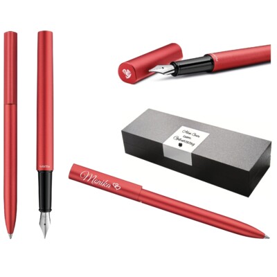Pelikan Ineo  Elements Set Kugelschreiber + Füller Rot Gravur Geschenk Etui