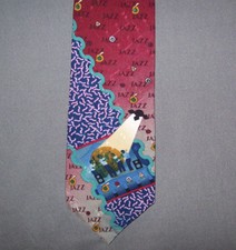 Je Suis JAZZ Burgundy Multi-Colored Silk Neck Tie made in USA #305