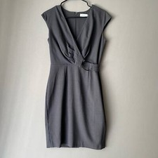 Calvin Klein sz 4 grey built in buckle office sheath dress NWOT