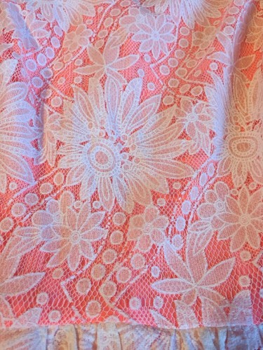 Xhilaration Womens Small S/P Coral Orange Dress White Lace Sleeveless - Picture 2 of 7
