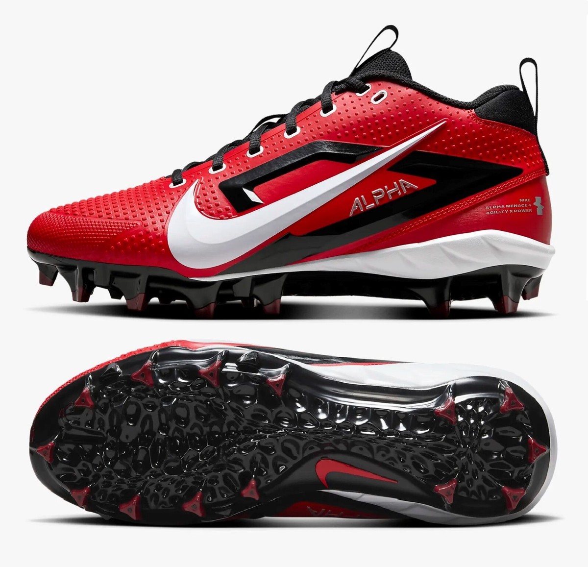 【中古品】NIKE アメフト ラクロス スパイク Alpha Menance NIKE ALPHA MENACE ELITE FOOTBALL CLEATS BLACK/WHITE 871519