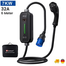 Tragbares EV Ladeger&auml;t 6M Ladekabel Starkstrom CEE 7KW 6-32A Typ2 Mobile Wallbox