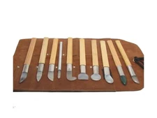 Agate Burnishers - 10 pc Set - Includes Leather Tool Roll - Bezel Gold Silver...