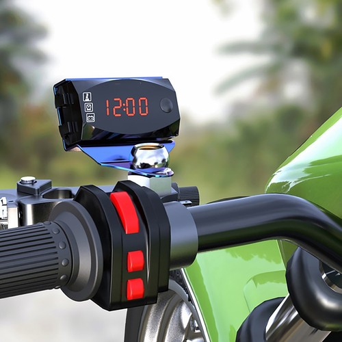 3 in1 Motorcycle Digital LED Time Clock Thermometer Voltage Voltmeter Waterproof - Picture 7 of 13