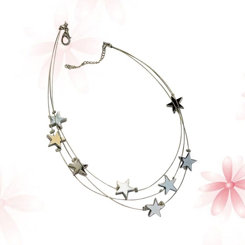 Women Choker Necklace Women Neckband Women Neck Chain Multi-layer Stars Pendant - Picture 6 of 11