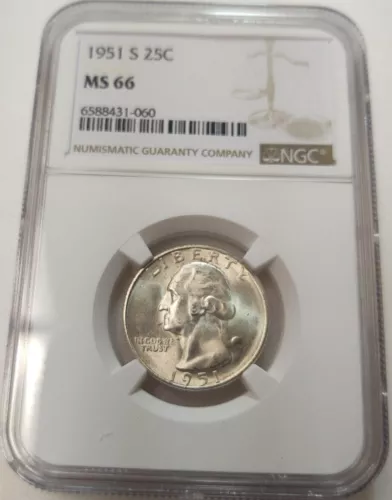 1951-S WASHINGTON 25c QUARTER NGC MS66 #6588431-060