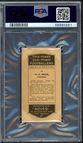 1926-27 DIXIE DEAN DC THOMSON FUTBOLISTAS DE PRIMERA FORMA DE ESTE AÑO #12 (PSA 2) - Imagen 2 de 2