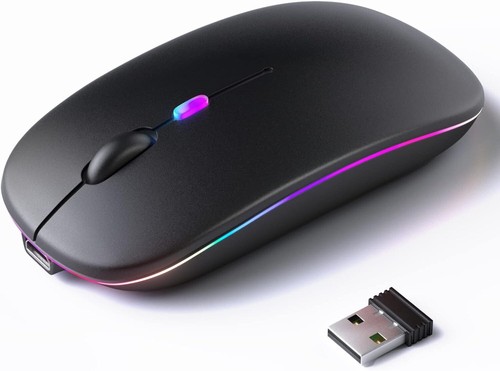 Wireless Bluetooth Mouse Recharge LED Dual Mode Mouse BT 5.2 USB 2.4GHz Portable - Picture 10 of 14
