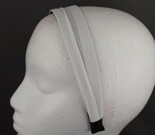 Cream Black headband scrunched pleated fabric covered hair band 1.25" wide