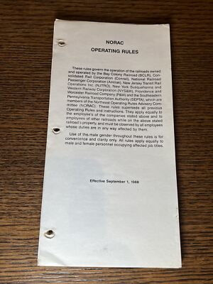 Vintage 1988 NORAC Operating Rules CSXT NS AMTK NYS&W P&W R&N