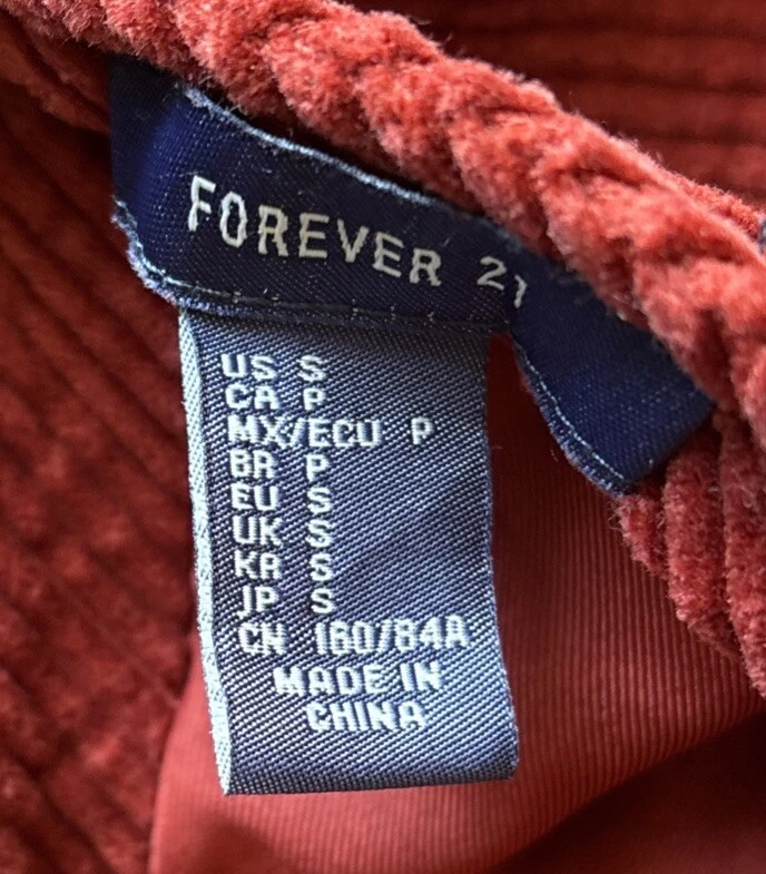 Forever 21 Women’s Corduroy Skirt Overall Red With Pockets - Image 3 of 4