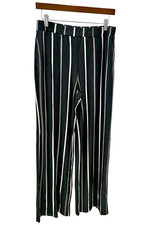 Susan Graver Printed Liquid Knit Pull-On Pants Blk Gray Stripe
