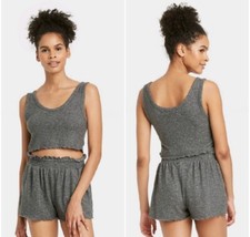 Colsie Heather Gray Cozy Cropped Lounge Tank Top Size L