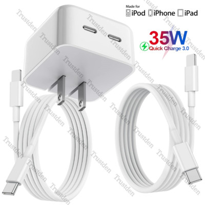 35W USB-C Dual Port Fast Charger Cube PD Adapter For iPhone 14/13/12/11 Pro iPad