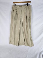 Vintage 80's ANNE KLEIN II Pleated Midi Skirt Beige Size 16 100 Silk 33" Long